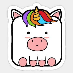 Kawaii Square Unicorn Sticker